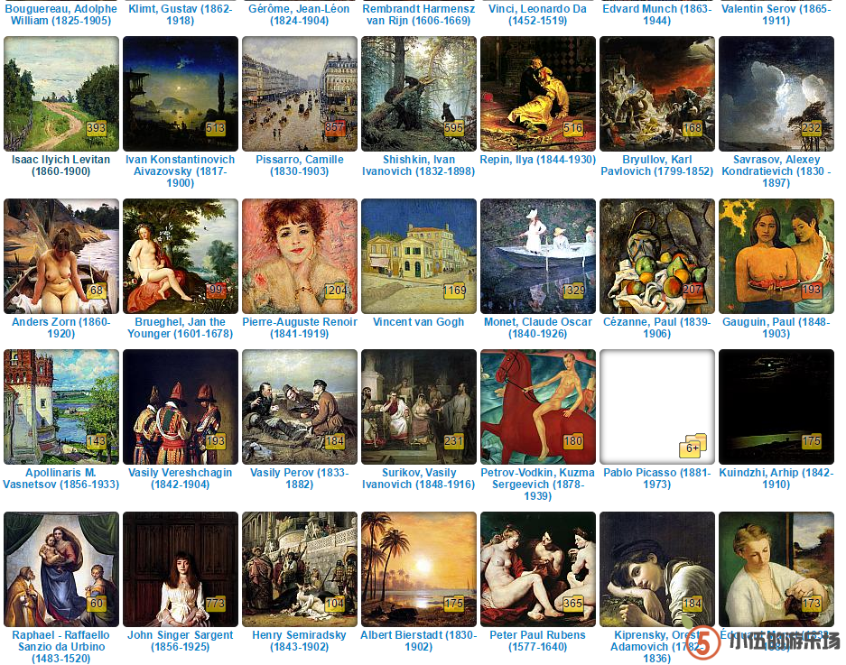 gallerix.asia，这个网站有16万多幅世界著名画家的画